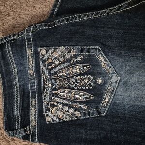 Grace in LA Blue Boot Cut Jeans with Decorative Stitching